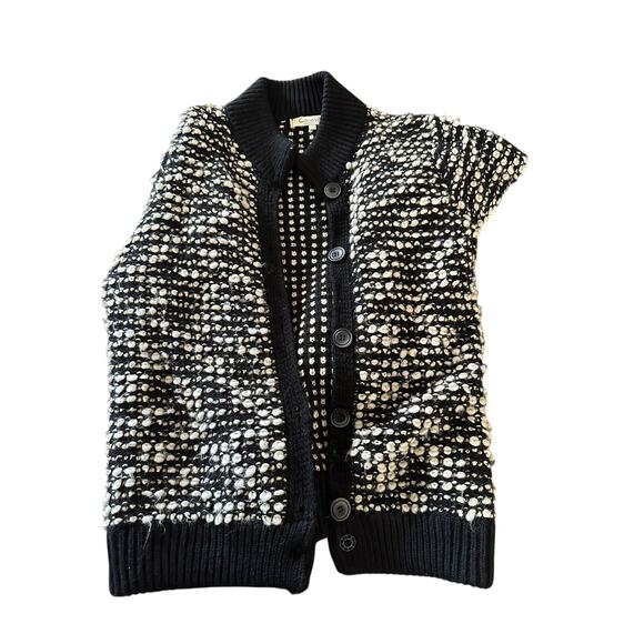 Beautiful Italian black and white sweater size L Cocogio button down sweater - Picture 5 of 6
